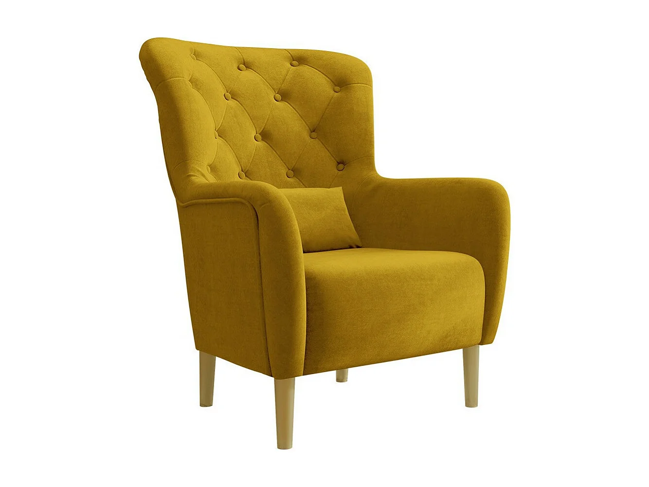 Sillón Orem 113, Amarillo, 105x82x89cm, Tapiz, Patas: Madera