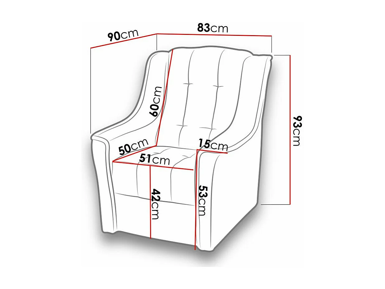 Poltrona Providence 108, Cinzento, Tecido, 9x9x8cm
