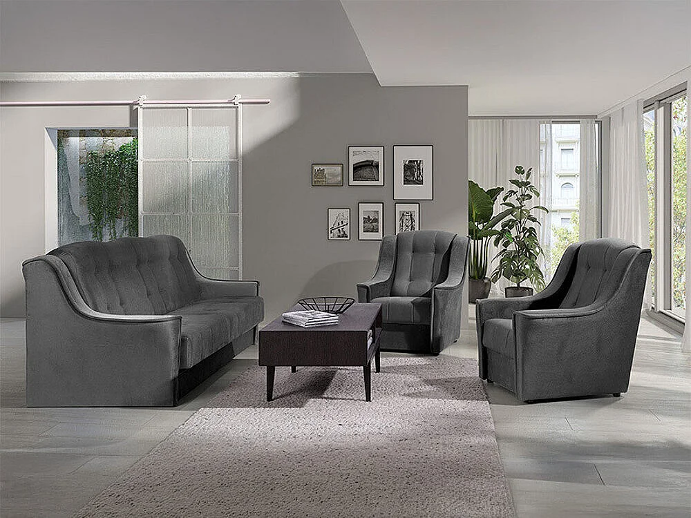 Fauteuil Providence 108, Gris, 93x90x83cm, Tissu, Pieds: Plastique