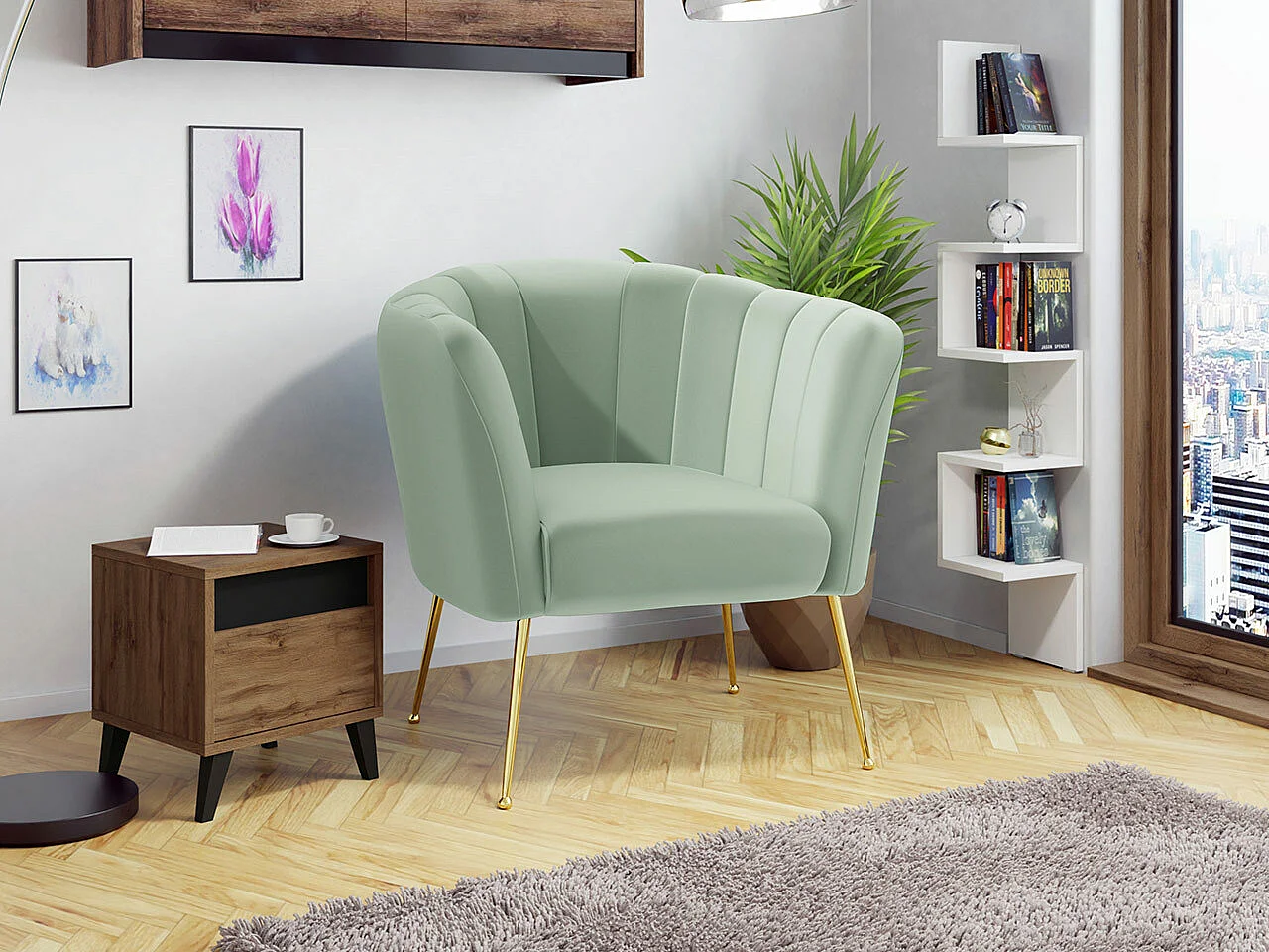 Fauteuil Orem 112, Turquoise, 83x85x82cm, Tapisserie, Pieds: Métal