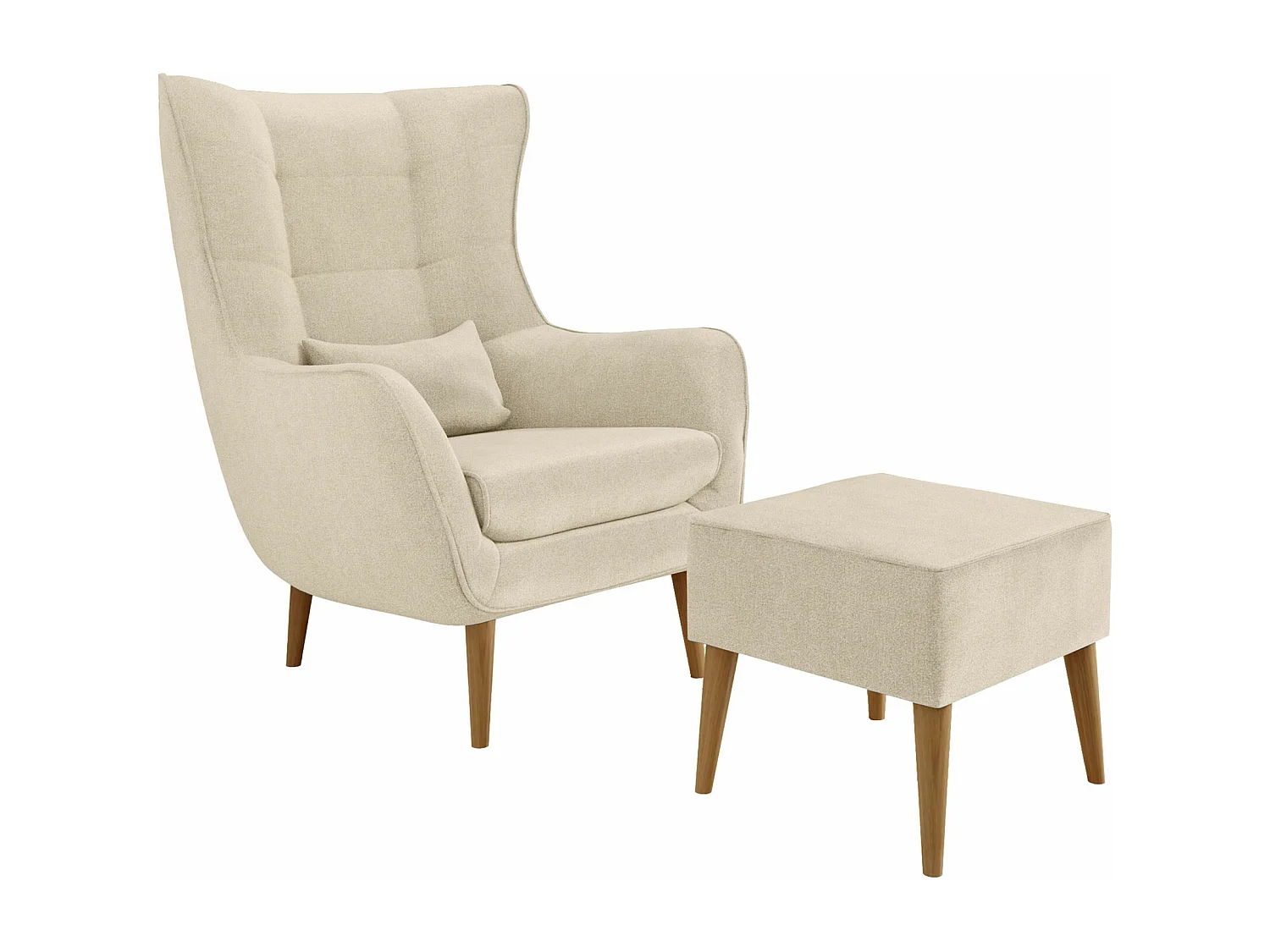 Fauteuil Comfivo 206, Brun clair, 106x80x95cm, Tissu, Pieds: Bois