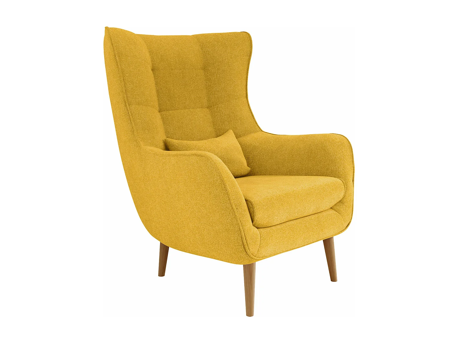 Sillón Comfivo 204, Amarillo, 106x80x95cm, Tapiz, Patas: Madera