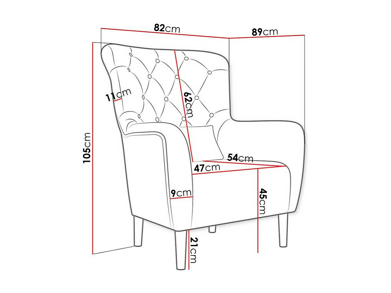 Sillón Orem 113, Negro, 105x82x89cm, Tapiz, Patas: Madera