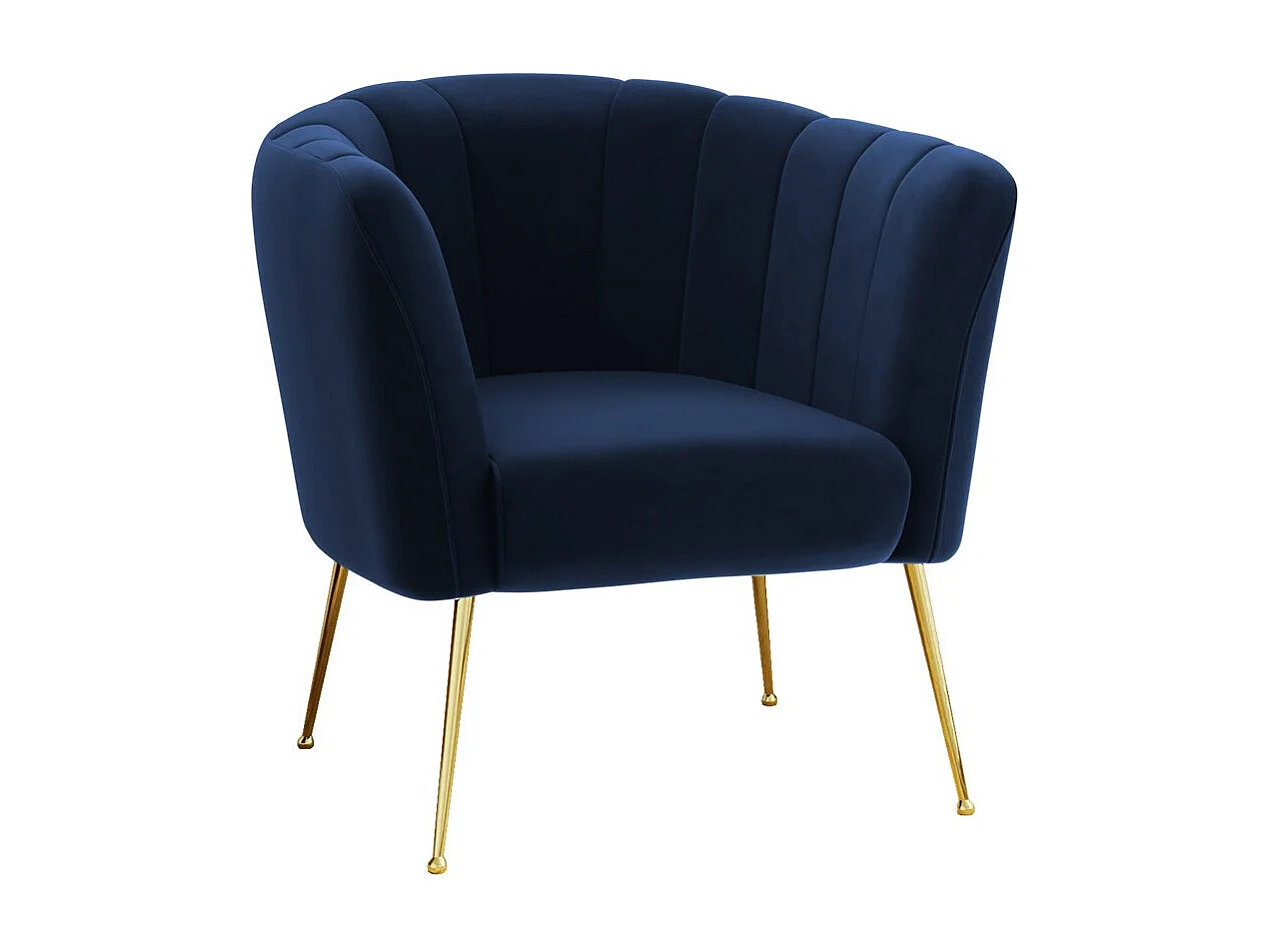 Fauteuil Orem 112, Bleu, 83x85x82cm, Tapisserie, Pieds: Métal