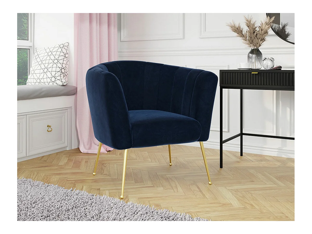 Sillón Orem 112, Azul, 83x85x82cm, Tapiz, Patas: Metal