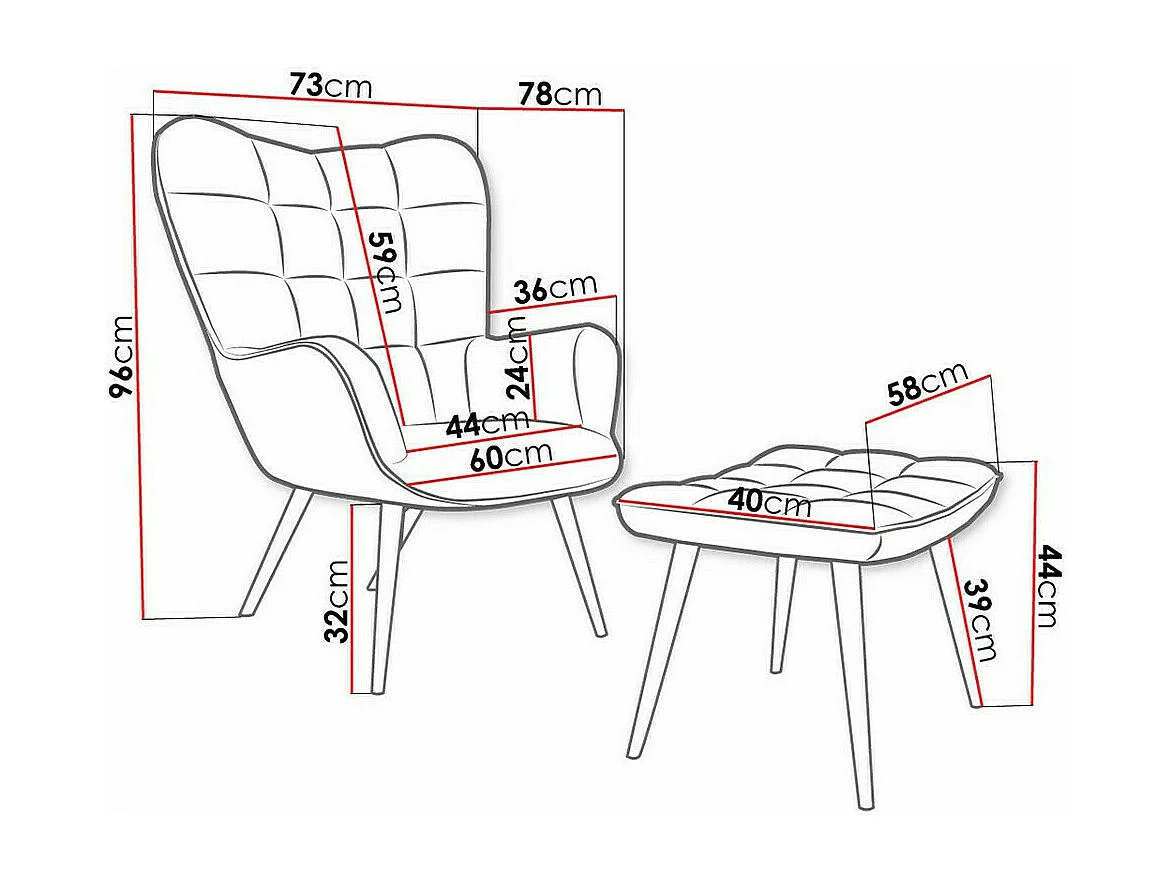 Fauteuil Comfivo 320, Rose, 96x78x73cm, Tapisserie, Pieds: Métal