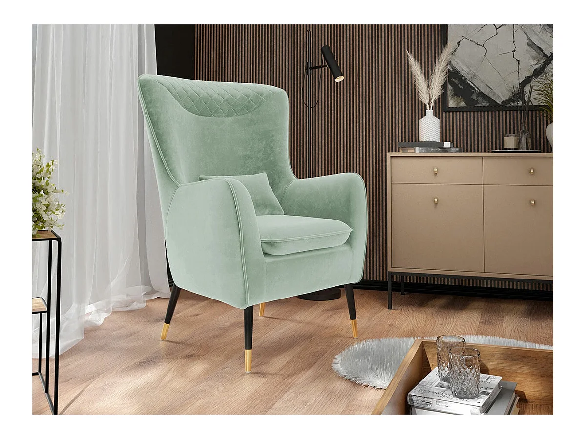 Sillón Orem 114, Turquesa, 103x79x87cm, Tapiz, Patas: Metal