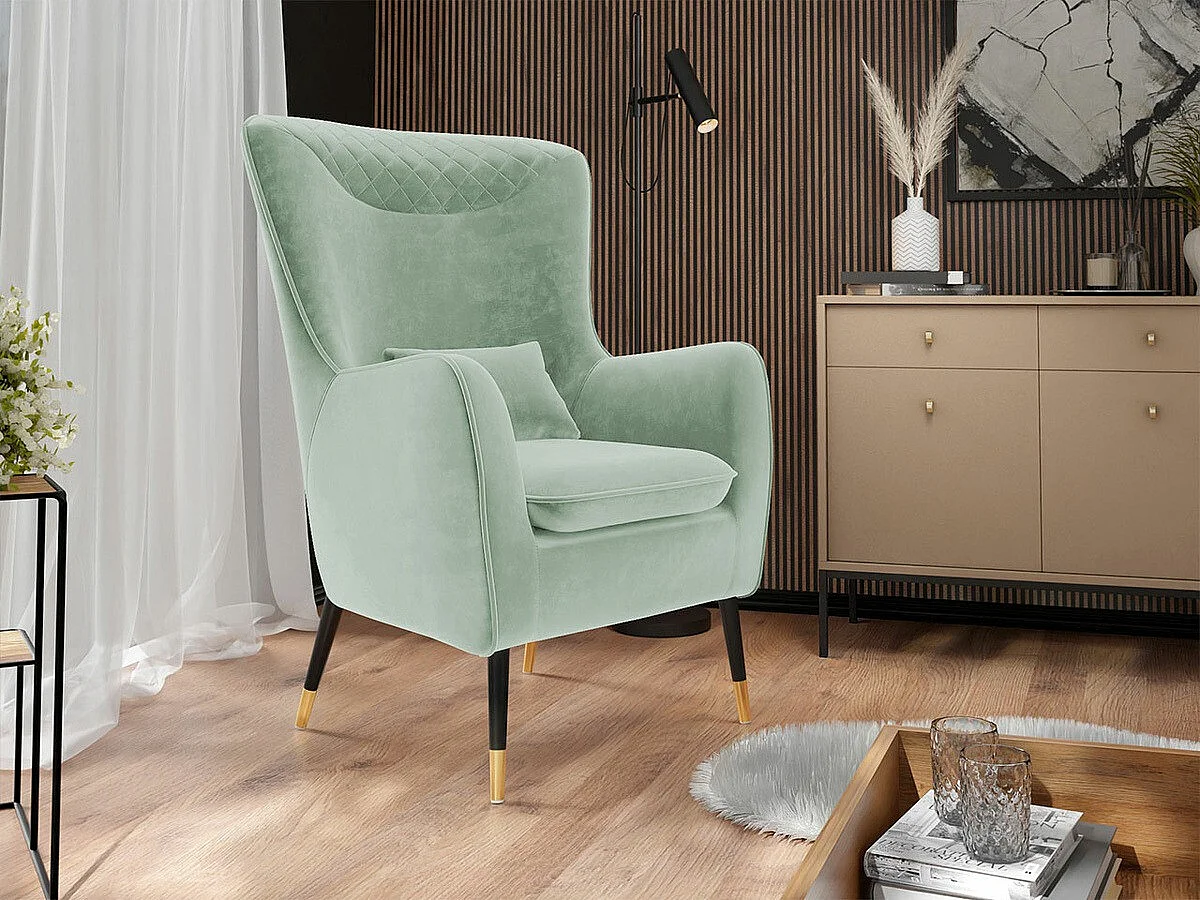 Fauteuil Orem 114, Turquoise, 103x79x87cm, Tissu, Pieds: Métal