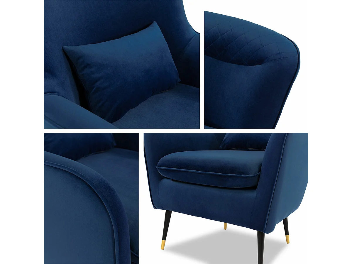 Sillón Orem 114, Azul, 103x79x87cm, Tapiz, Patas: Metal