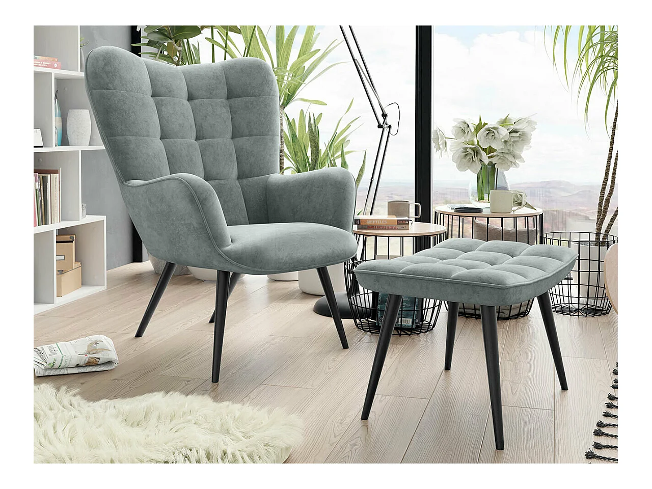 Fauteuil Comfivo 320, Gris, 96x78x73cm, Tapisserie, Pieds: Métal