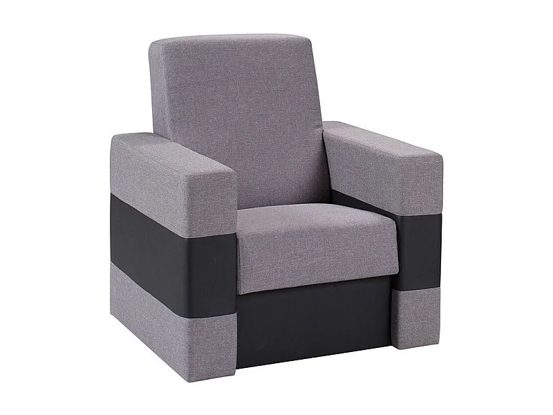 Fauteuil Providence 170, Gris, 90x82x80cm, Faux cuir + Tapisserie, Pieds: Plastique