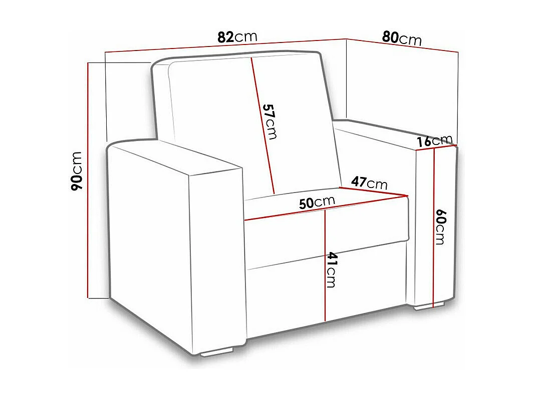 Poltrona Providence 170, Cinzento, Eco couro + Tecido, 9x8x8cm