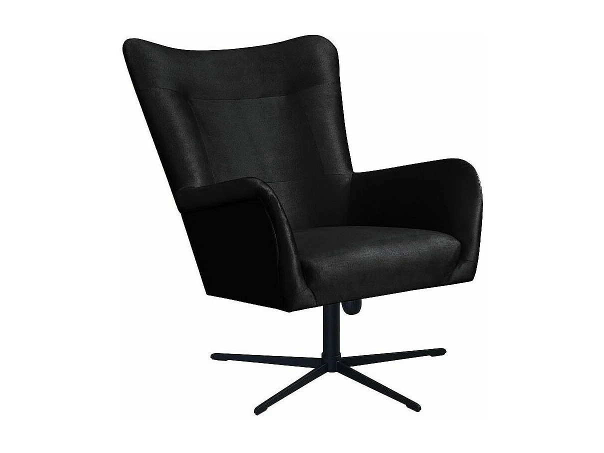 Fauteuil Marana 100, Noir, 95x75x83cm, Tapisserie, Pieds: Métal