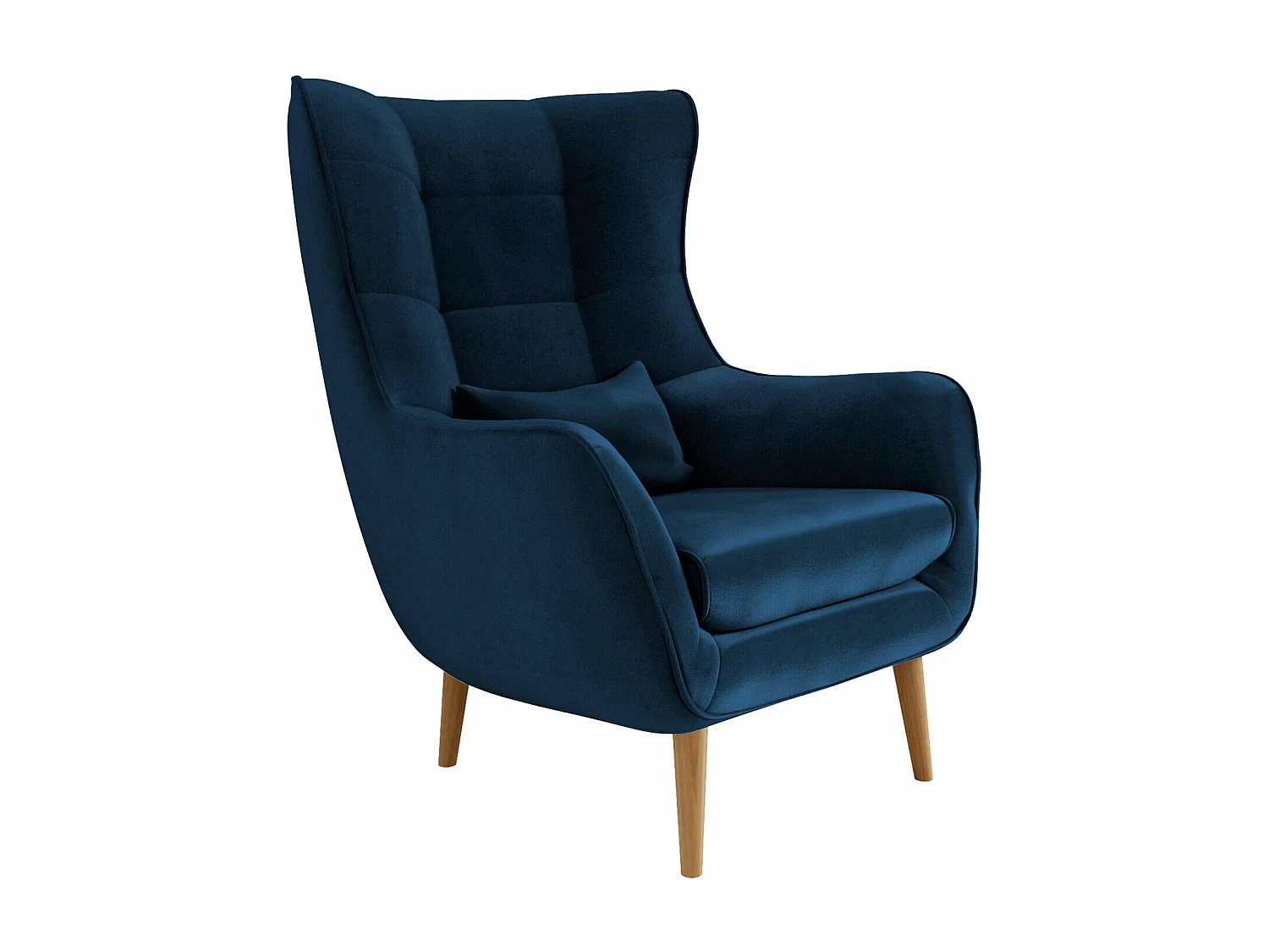 Fauteuil Comfivo 204, Bleu, 106x80x95cm, Tapisserie, Pieds: Bois