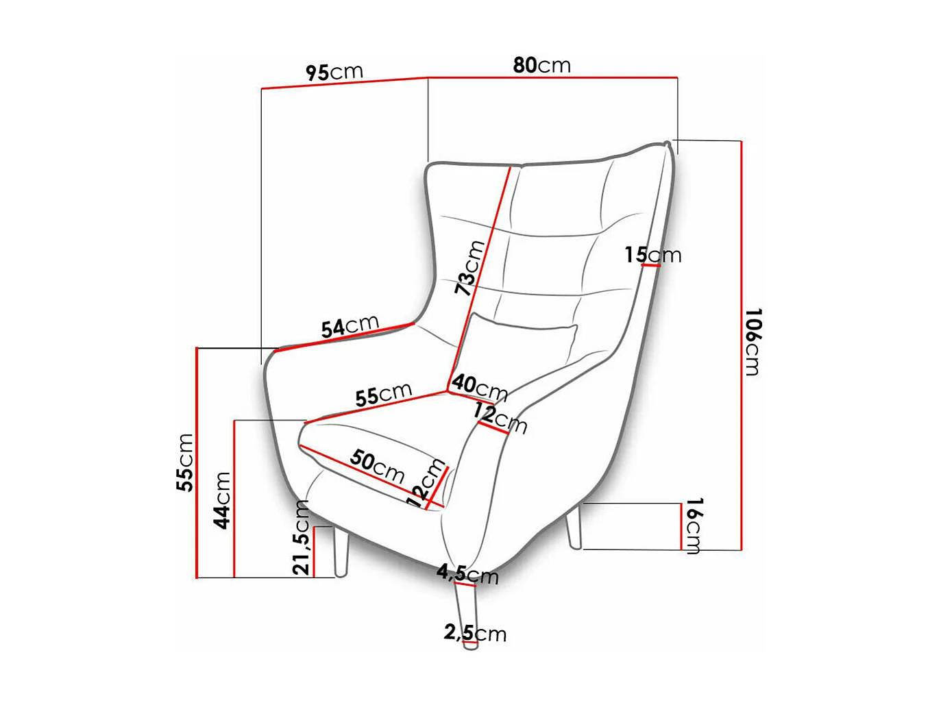Fauteuil Comfivo 204, Bleu, 106x80x95cm, Tissu, Pieds: Bois