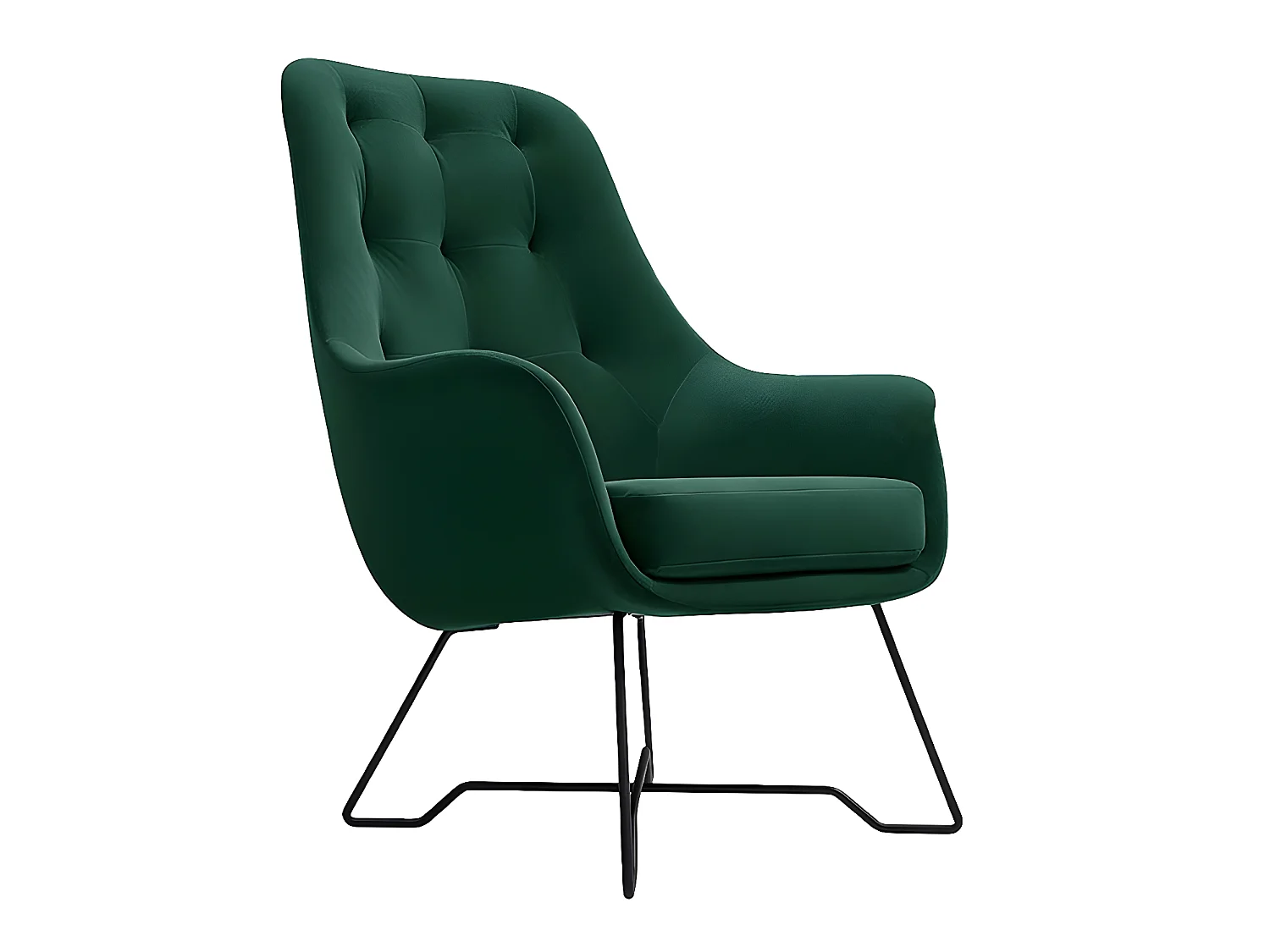 Fauteuil Kingston 135, Vert, 102x73x83cm, Tissu, Pieds: Métal