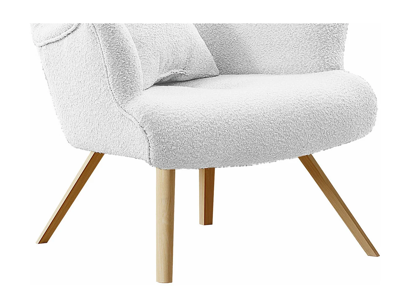 Fauteuil Clovis 106, Blanc, 100x76x90cm, Tapisserie, Pieds: Bois
