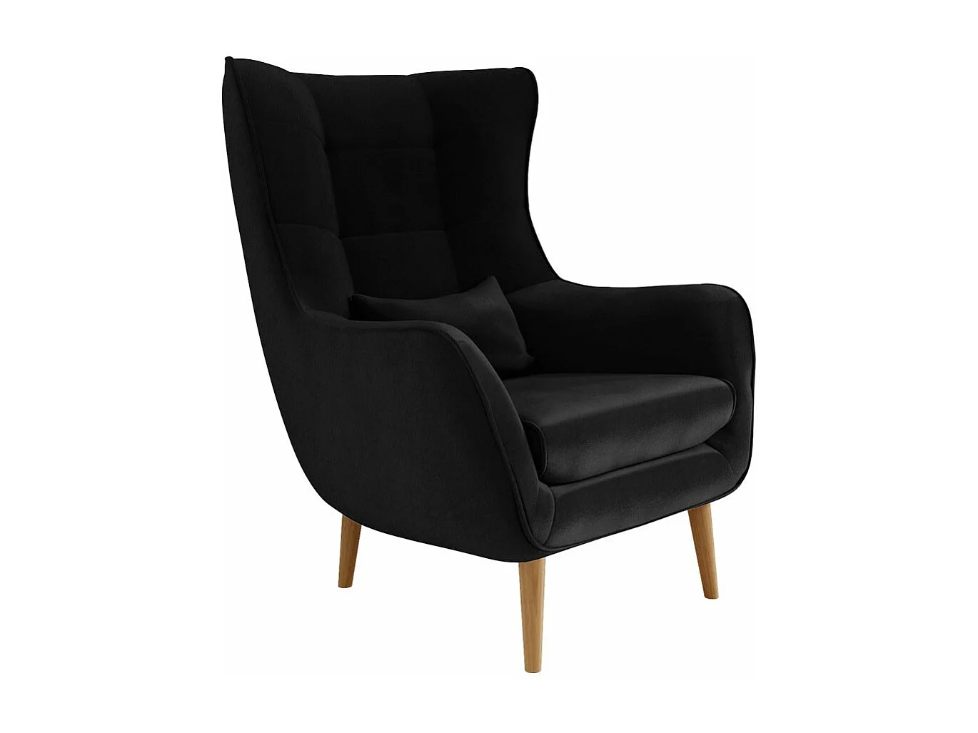 Sillón Comfivo 204, Negro, 106x80x95cm, Tapiz, Patas: Madera