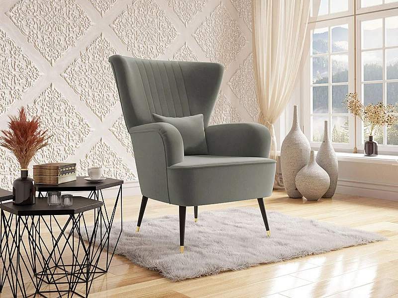 Fauteuil Orem 111, Gris, 103x82x85cm, Tissu, Pieds: Métal