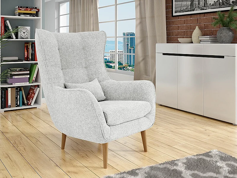 Fauteuil Comfivo 204, Gris, 106x80x95cm, Tissu, Pieds: Bois
