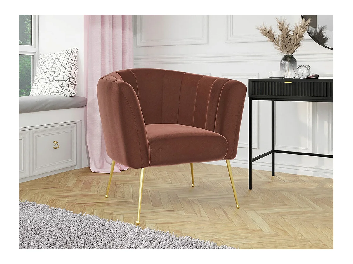 Fauteuil Orem 112, Rose, 83x85x82cm, Tapisserie, Pieds: Métal