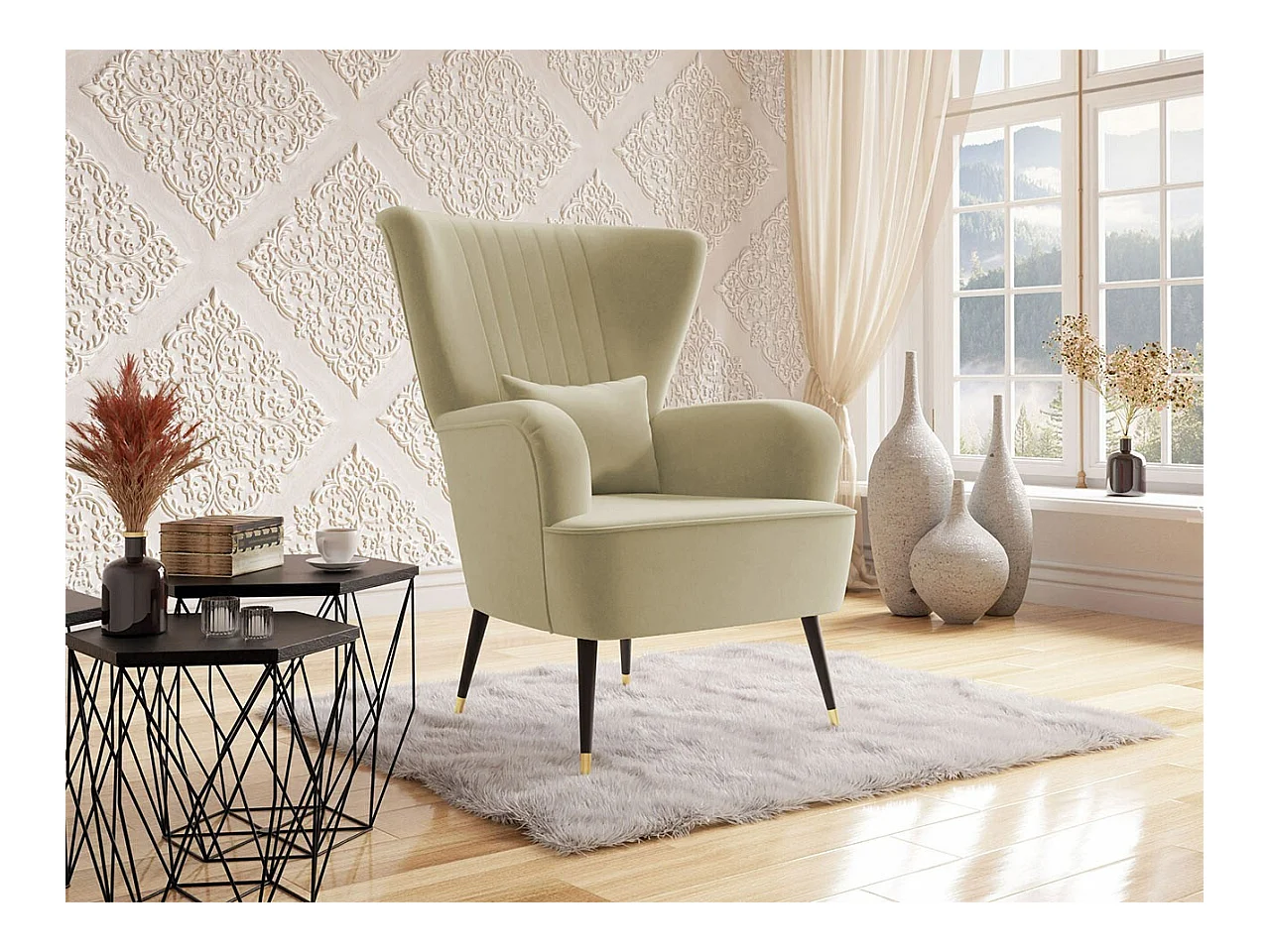 Fauteuil Orem 111, Brun clair, 103x82x85cm, Tapisserie, Pieds: Métal