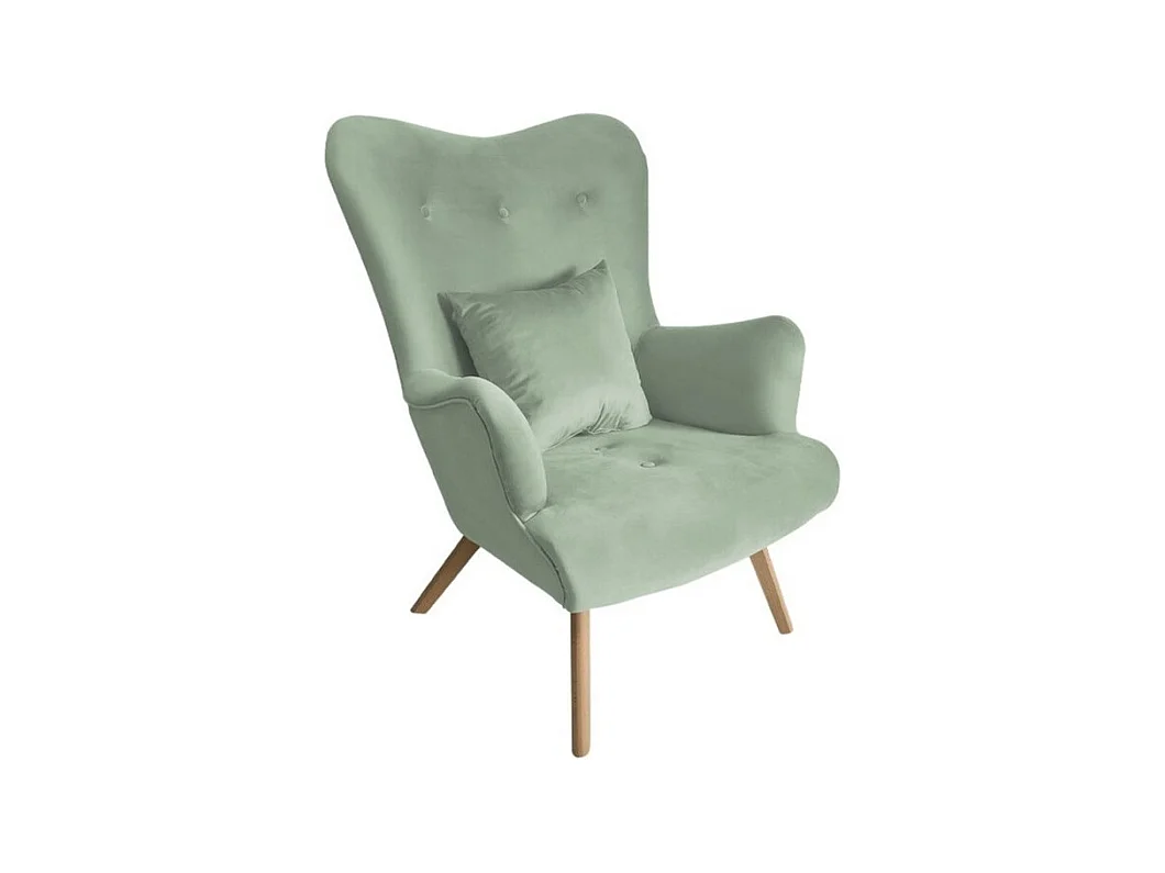 Fauteuil Clovis 102, Turquoise, 100x76x90cm, Tapisserie, Pieds: Bois