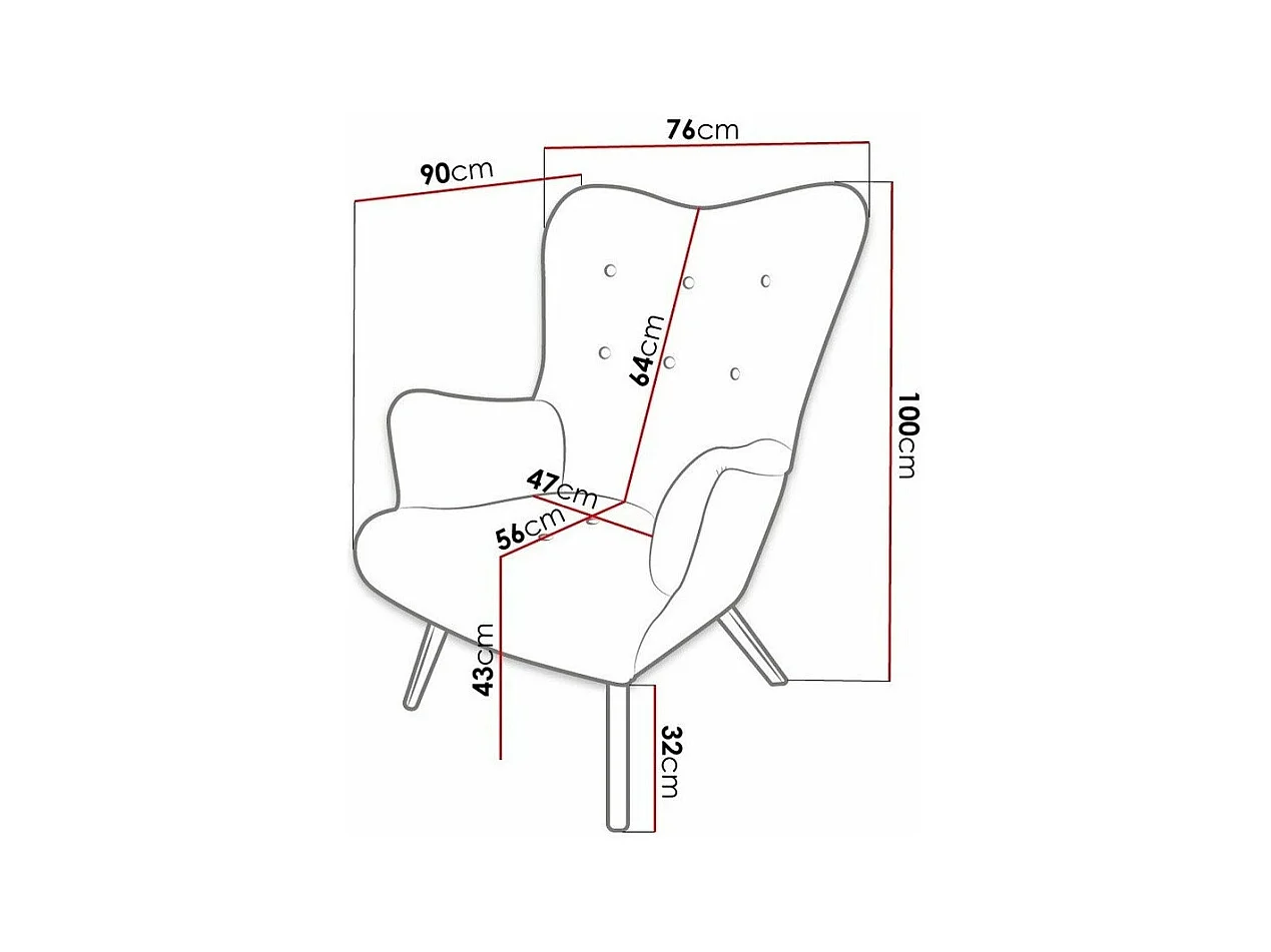 Fauteuil Clovis 102, Turquoise, 100x76x90cm, Tapisserie, Pieds: Bois