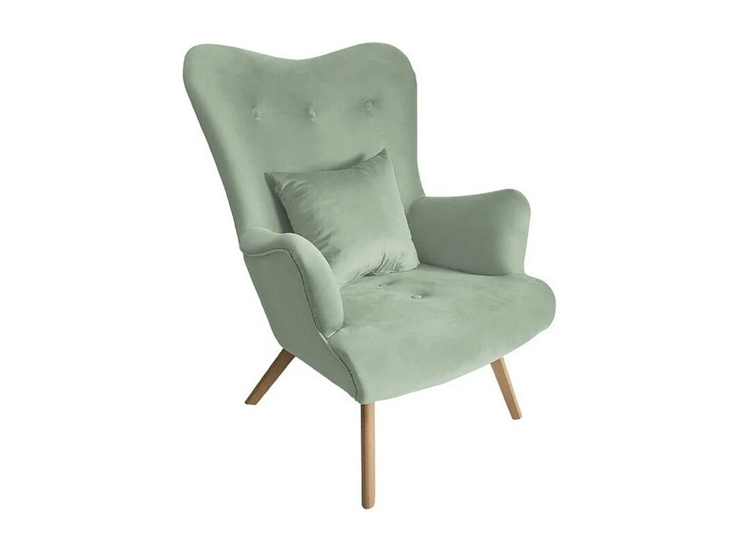 Fauteuil Clovis 102, Turquoise, 100x76x90cm, Tissu, Pieds: Bois