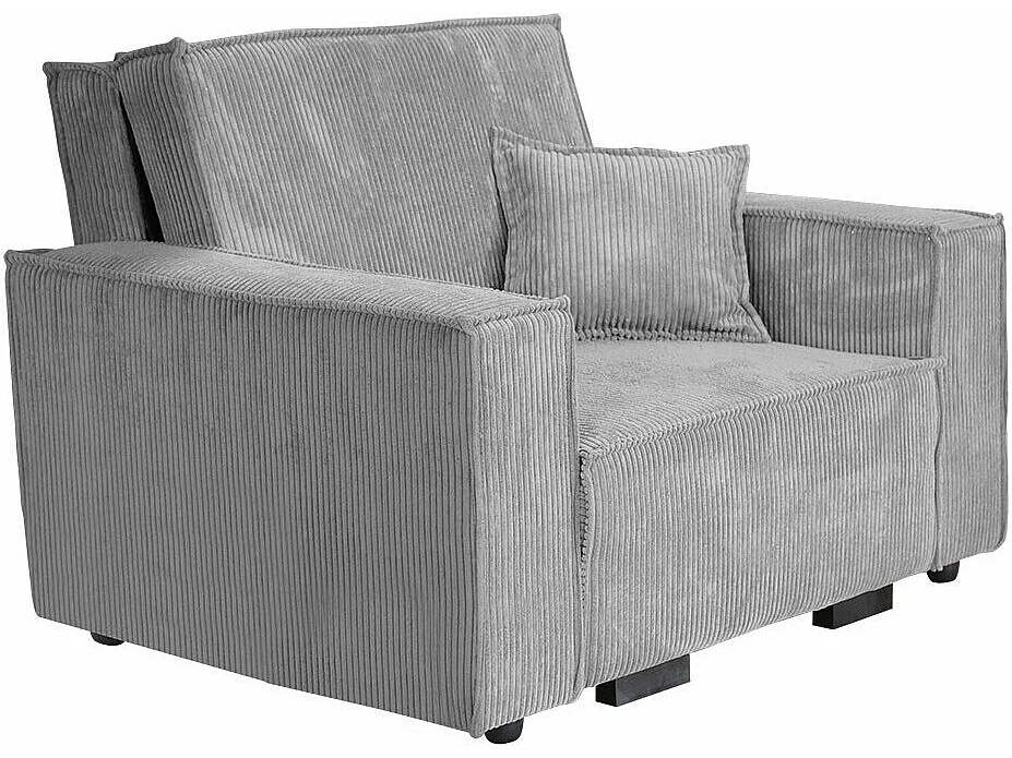 Fauteuil Columbus 180, Gris, 85x123x98cm, Tapisserie, Pieds: Bois, Mobilier déjà assemblé