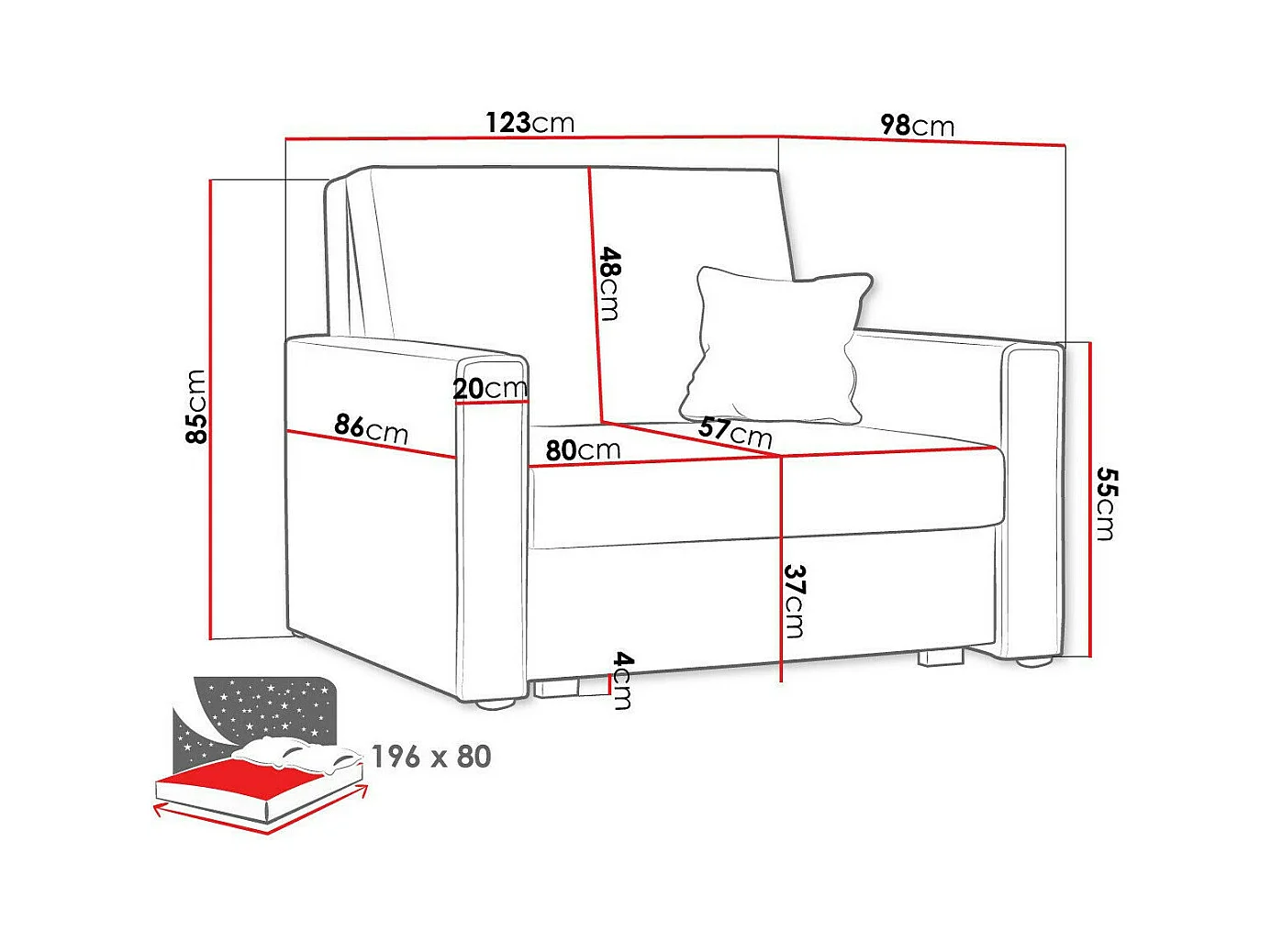 Poltrona Columbus 180, Grigio, 85x123x98cm, Arazzo, Gambe: Legno, Mobile già assemblato