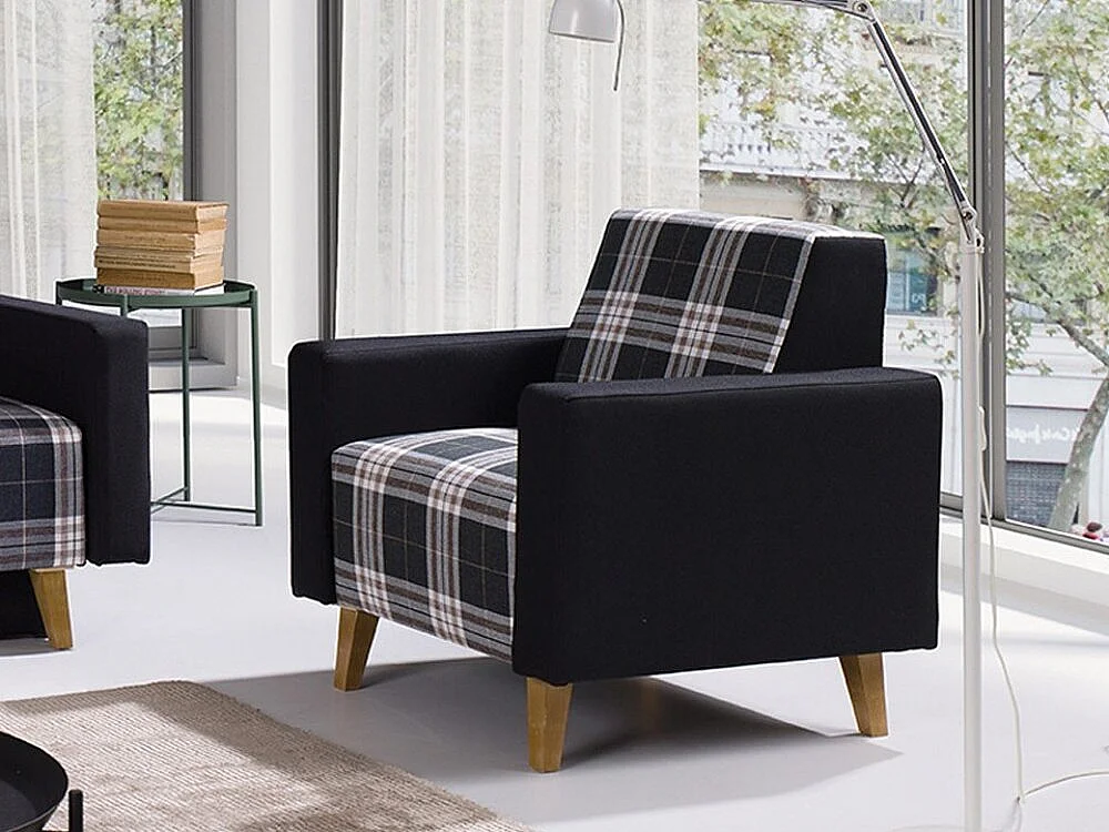 Sillón Etrmoru 139, Negro, 80x75x75cm, Tapiz, Patas: Plástico