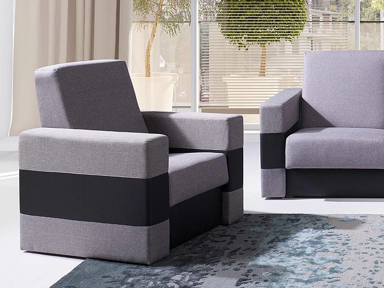 Poltrona Providence 189, Cinzento, Eco couro + Tecido, 8x9x8cm