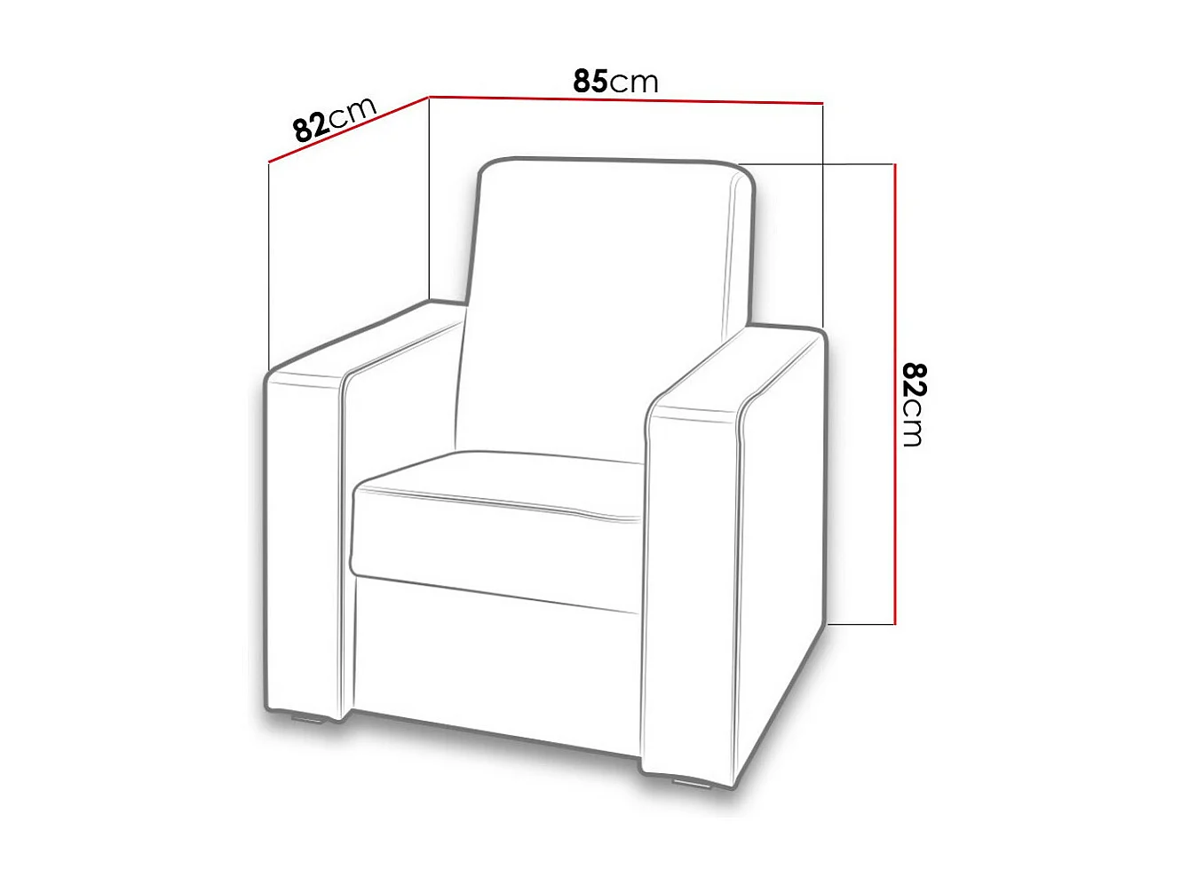 Poltrona Providence 189, Cinzento, Eco couro + Tecido, 8x9x8cm