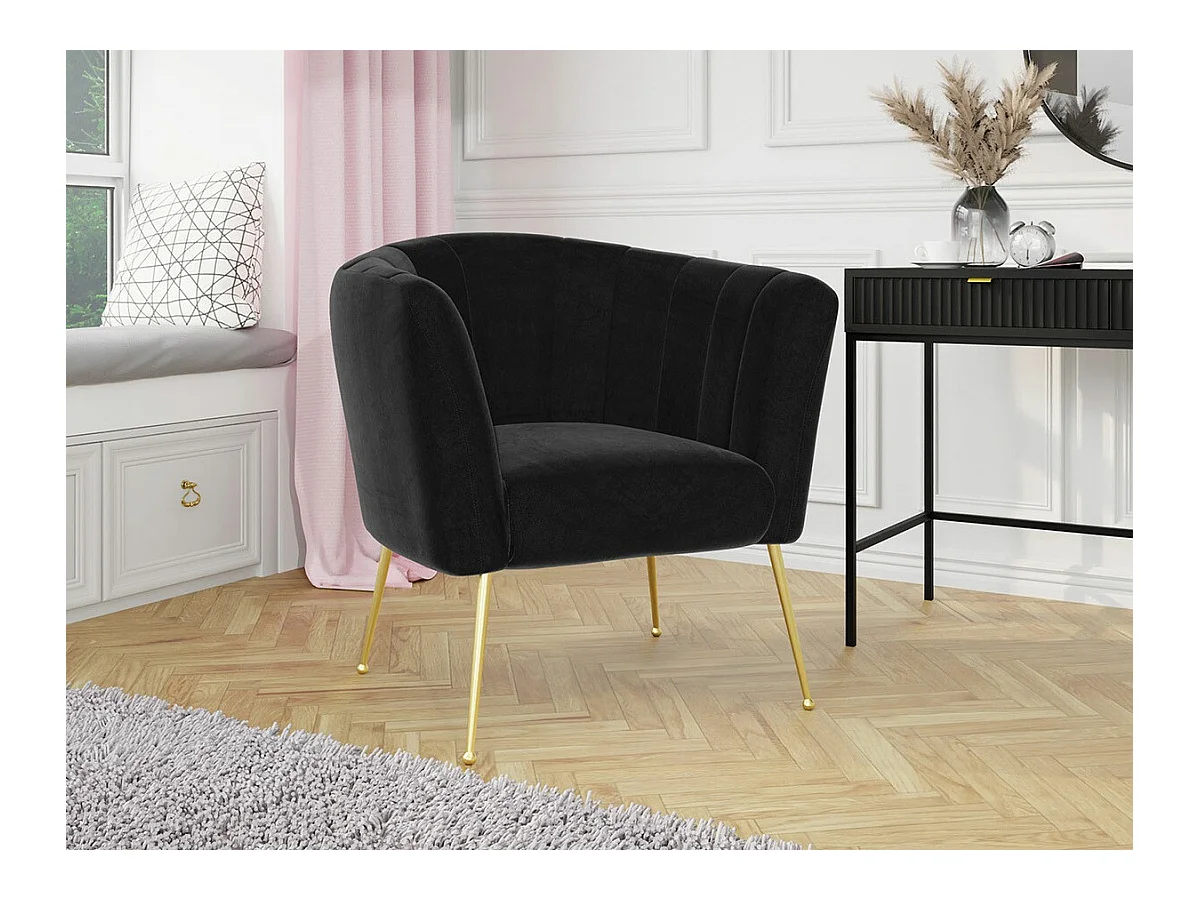 Sillón Orem 112, Negro, 83x85x82cm, Tapiz, Patas: Metal
