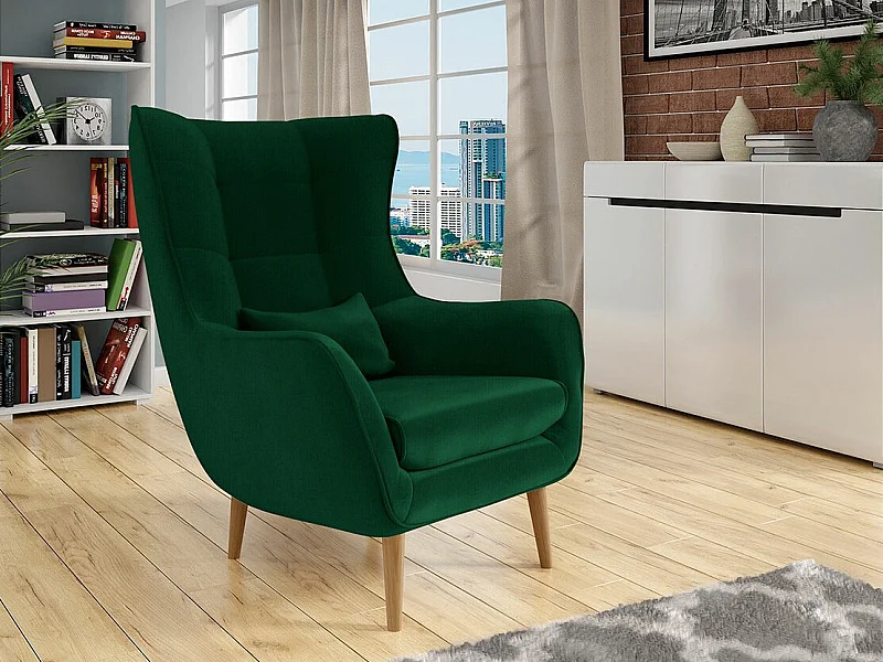 Fauteuil Comfivo 204, Vert, 106x80x95cm, Tissu, Pieds: Bois