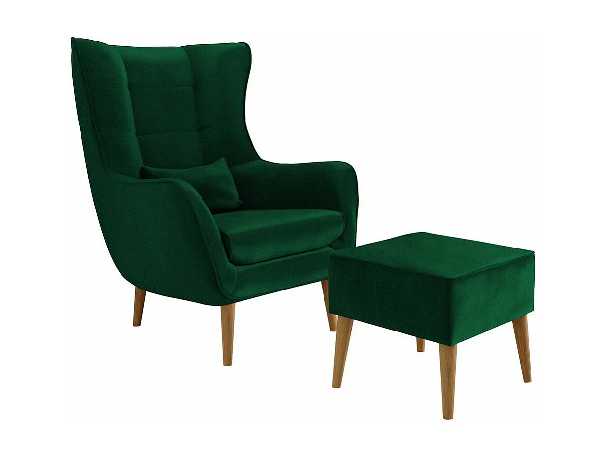 Fauteuil Comfivo 206, Vert, 106x80x95cm, Tapisserie, Pieds: Bois