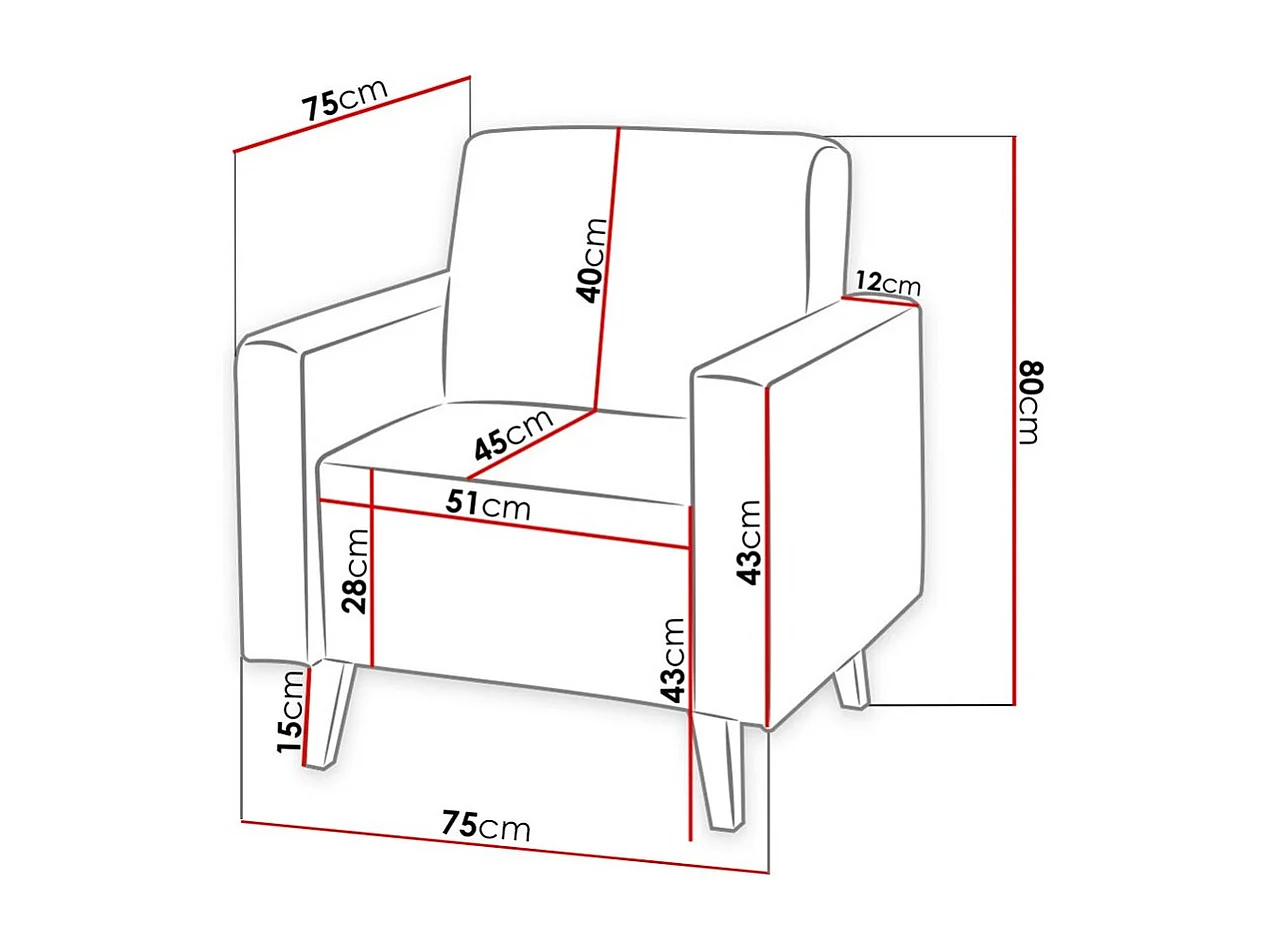 Fauteuil Delbene 102, Marron, 80x75x75cm, Tissu, Pieds: Plastique