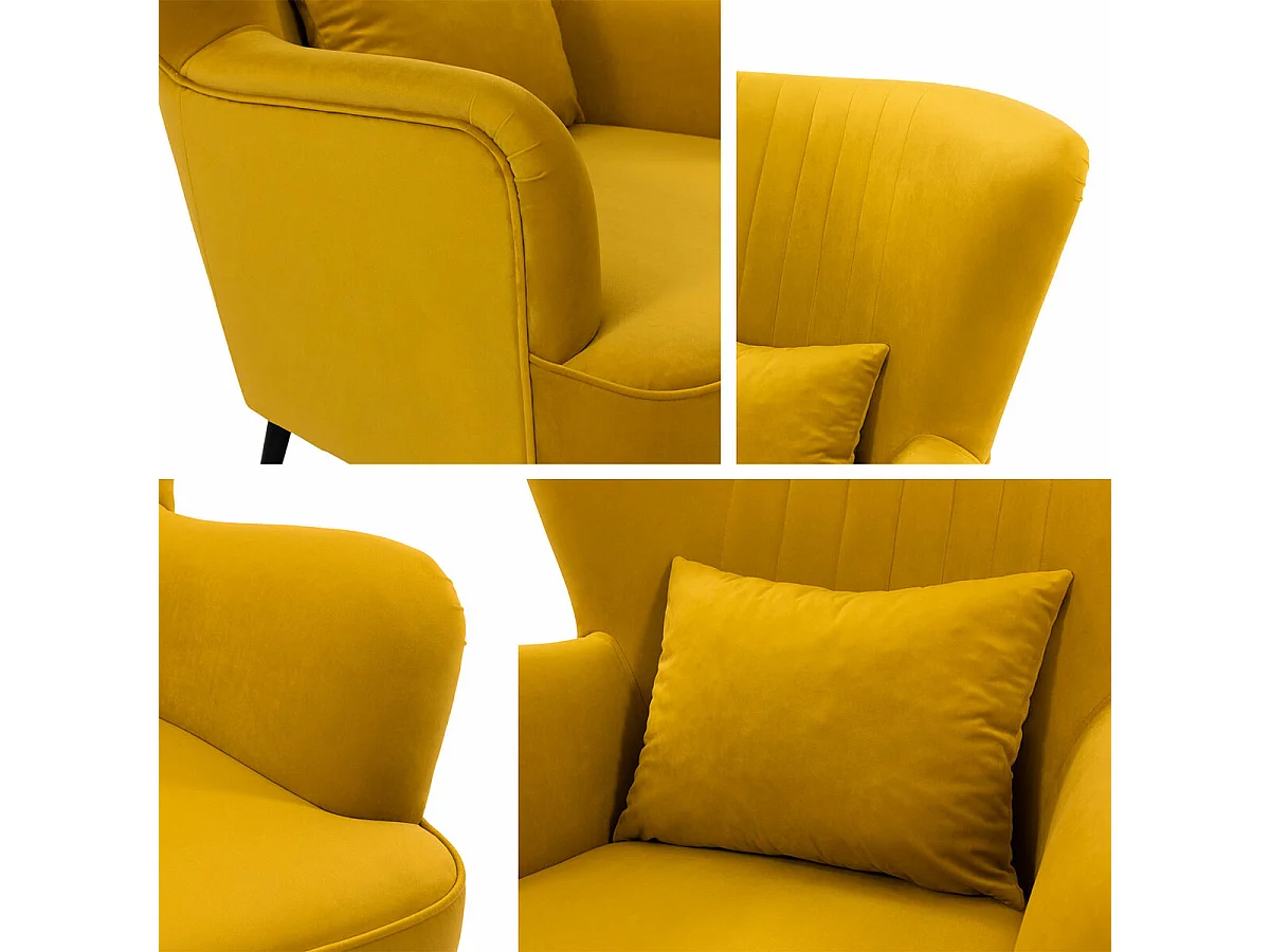 Sillón Orem 111, Amarillo, 103x82x85cm, Tapiz, Patas: Metal