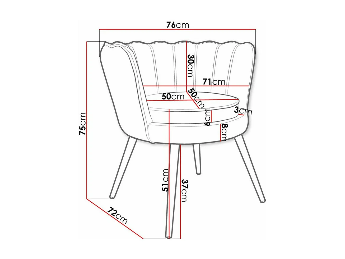 Sillón Comfivo 319, Azul, 75x76x72cm, Tapiz, Patas: Metal