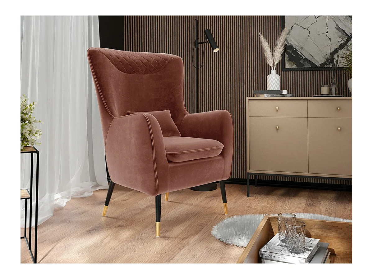 Sillón Orem 114, Rosa, 103x79x87cm, Tapiz, Patas: Metal