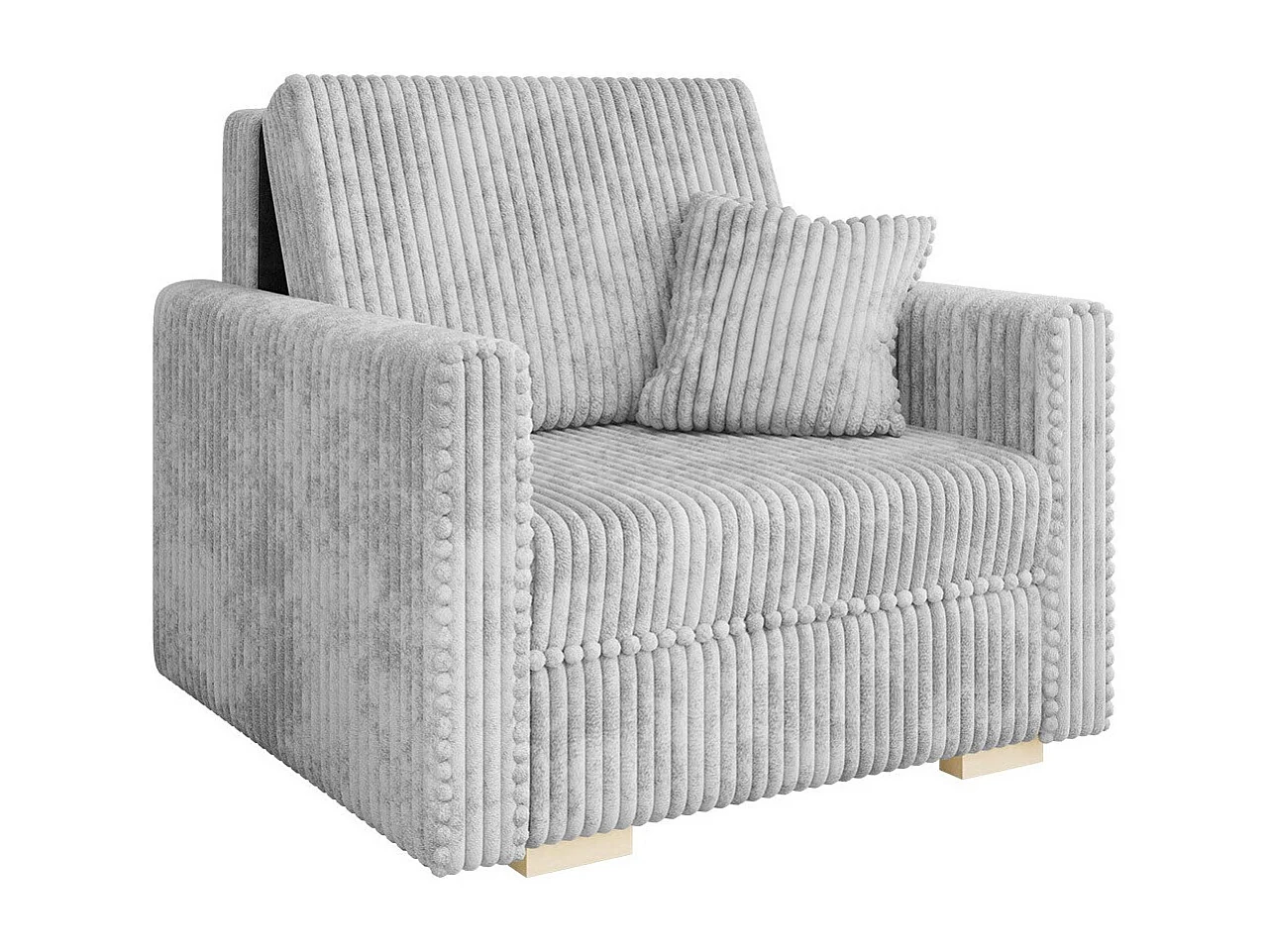 Fauteuil Columbus 207, Gris, 85x103x100cm, Tapisserie, Pieds: Bois