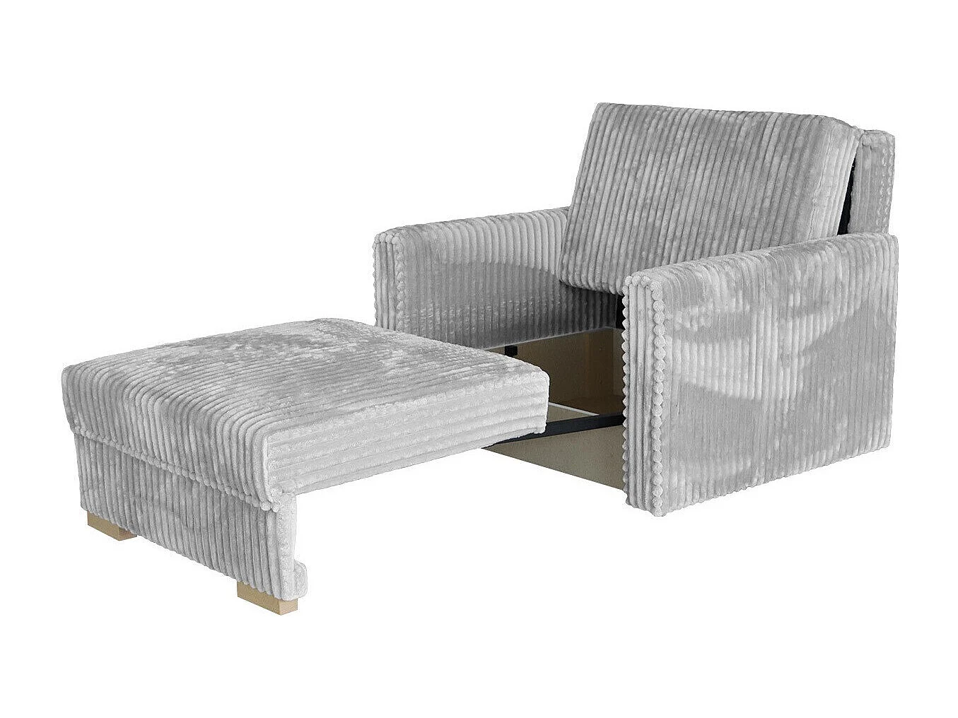 Fauteuil Columbus 207, Gris, 85x103x100cm, Tapisserie, Pieds: Bois