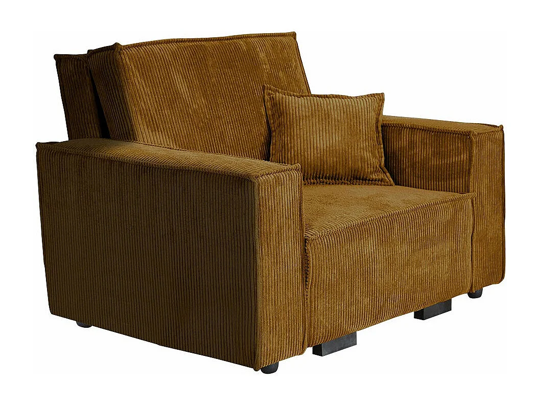 Sillón Columbus 180, Amarillo, 85x123x98cm, Tapiz, Patas: Madera, Muebles ya montados