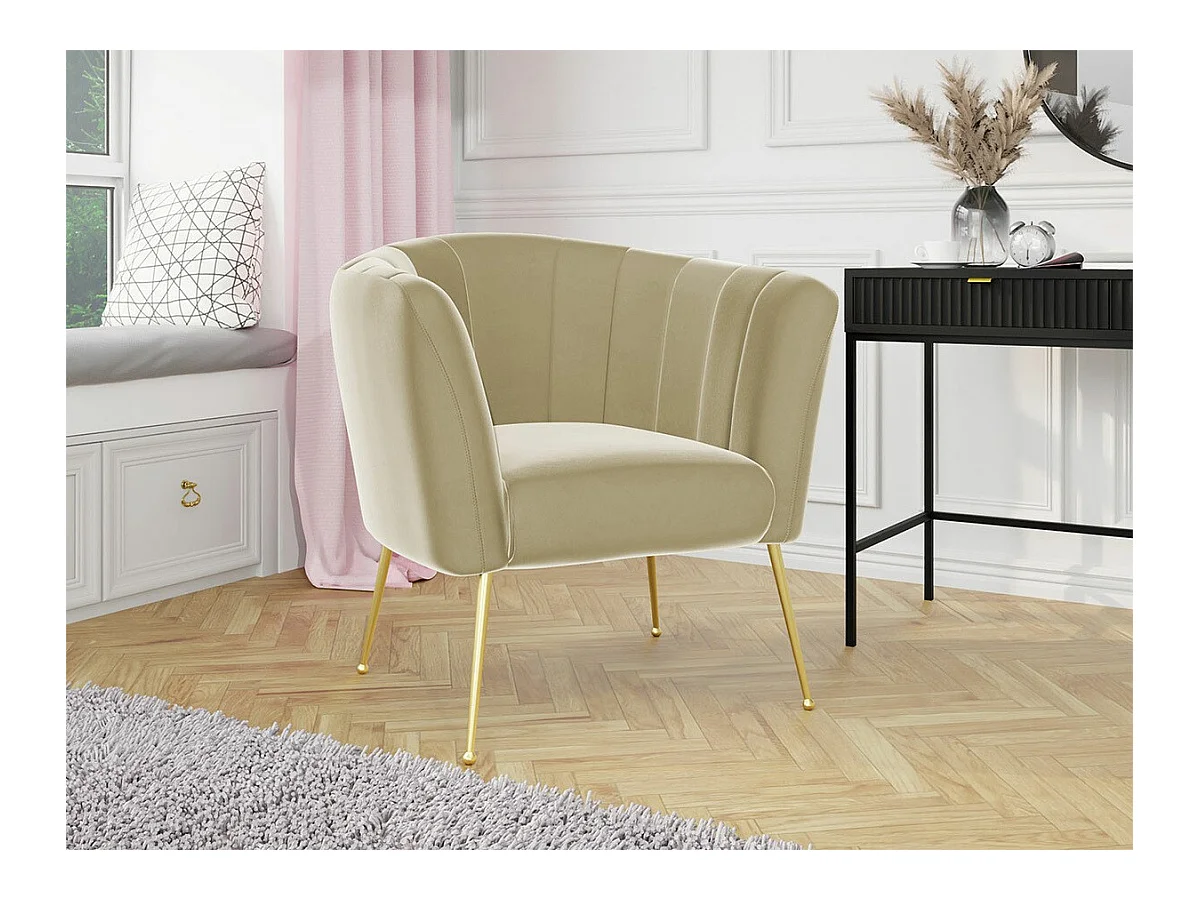 Fauteuil Orem 112, Brun clair, 83x85x82cm, Tapisserie, Pieds: Métal