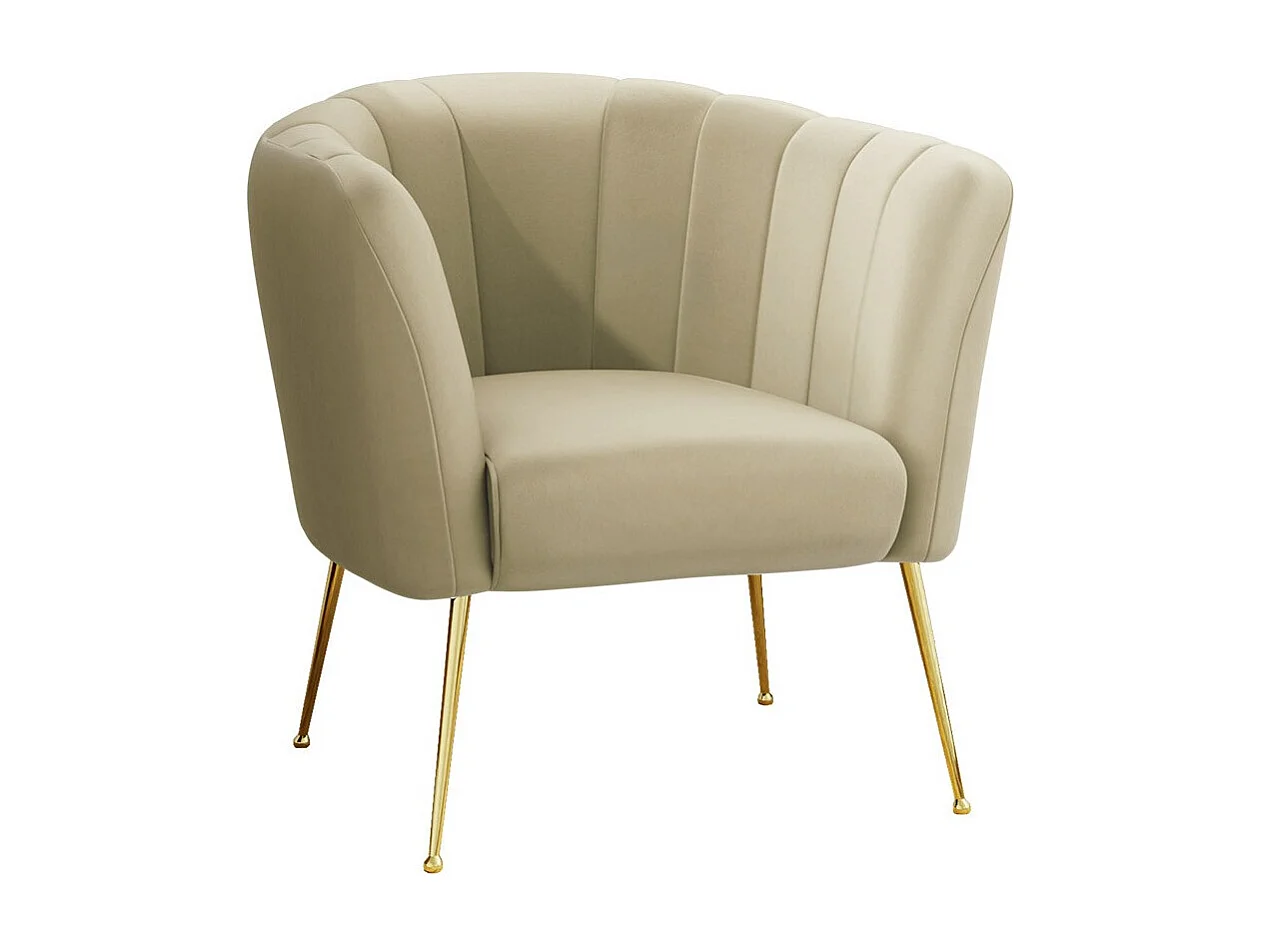 Fauteuil Orem 112, Brun clair, 83x85x82cm, Tissu, Pieds: Métal