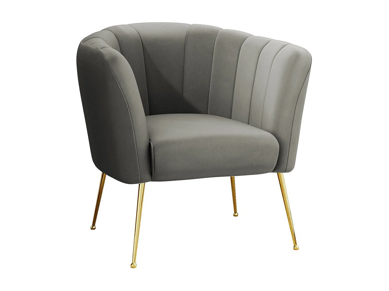 Fauteuil Orem 112, Gris, 83x85x82cm, Tapisserie, Pieds: Métal