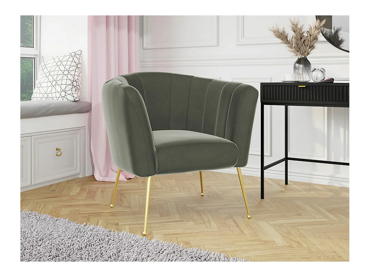Fauteuil Orem 112, Gris, 83x85x82cm, Tapisserie, Pieds: Métal