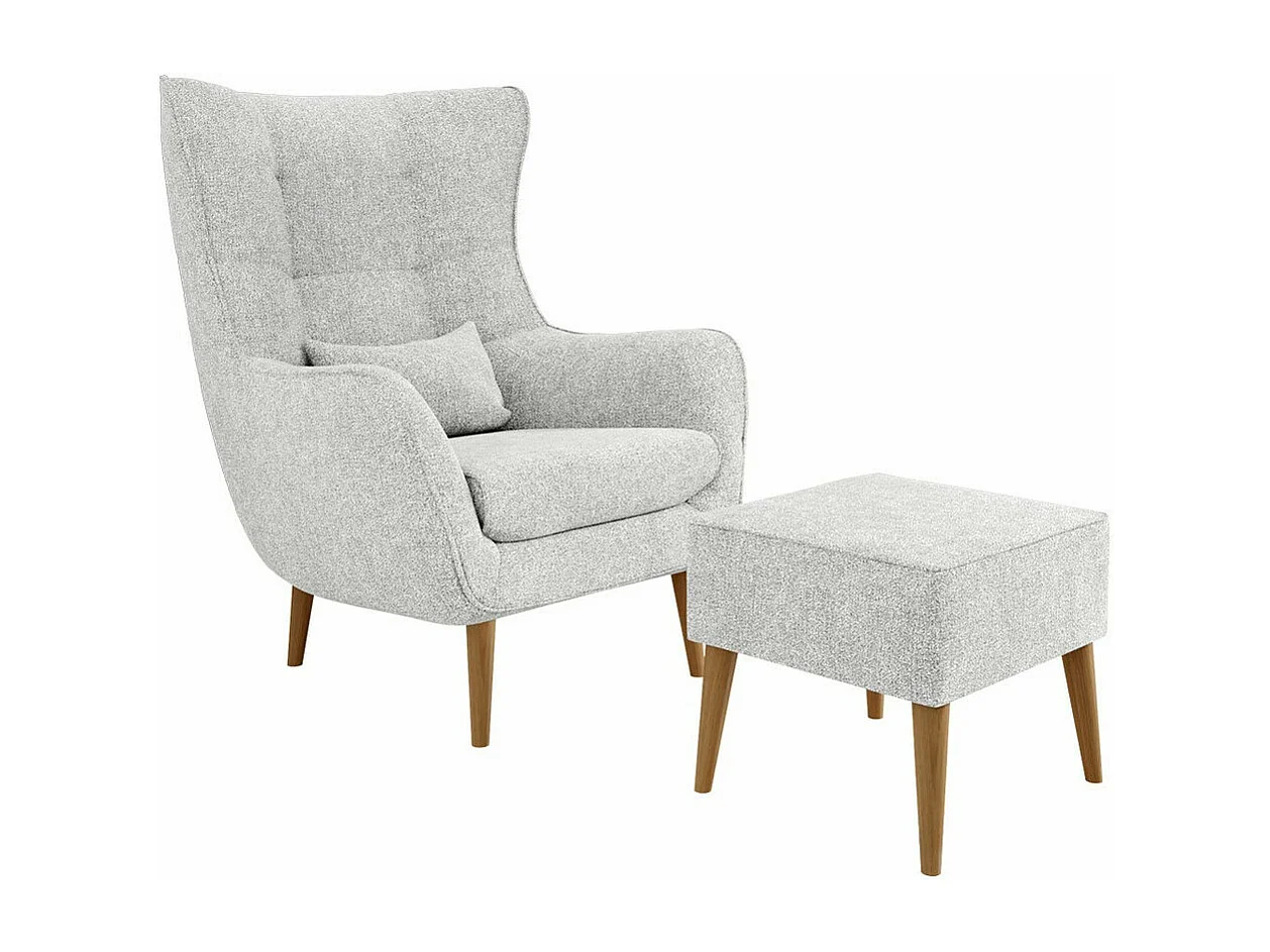 Fauteuil Comfivo 206, Gris, 106x80x95cm, Tapisserie, Pieds: Bois
