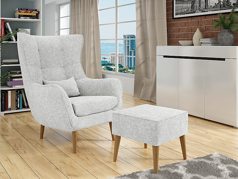Fauteuil Comfivo 206, Gris, 106x80x95cm, Tissu, Pieds: Bois